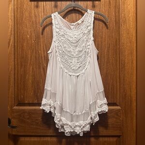 Altar'd State Ivory Crochet Lace Swing Tank